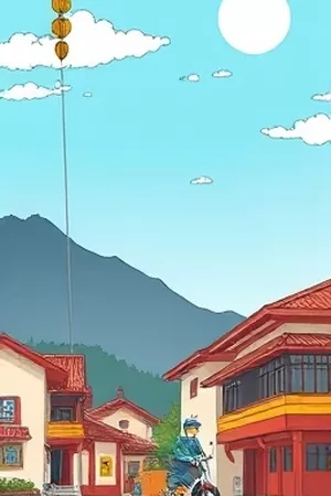 韩国动漫《灰阶花园》竖版海报，黑白庭院中唯一的彩色花